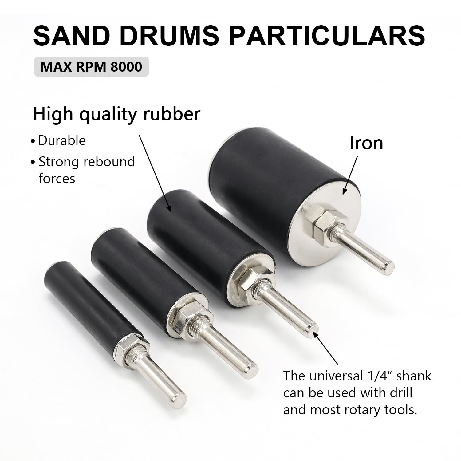 2”Long Sanding Drums and Sleeves Set with 1/4”Shank for Drill or Drill Press,…