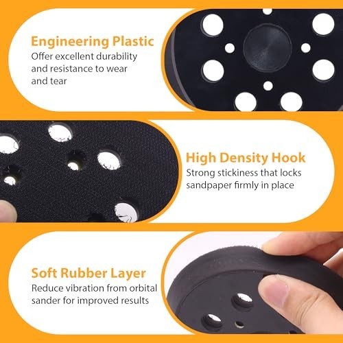 2 Pack 5″ Sander Pads, 8 Hole Hook & Loop Backing for Random Orbital Sanders