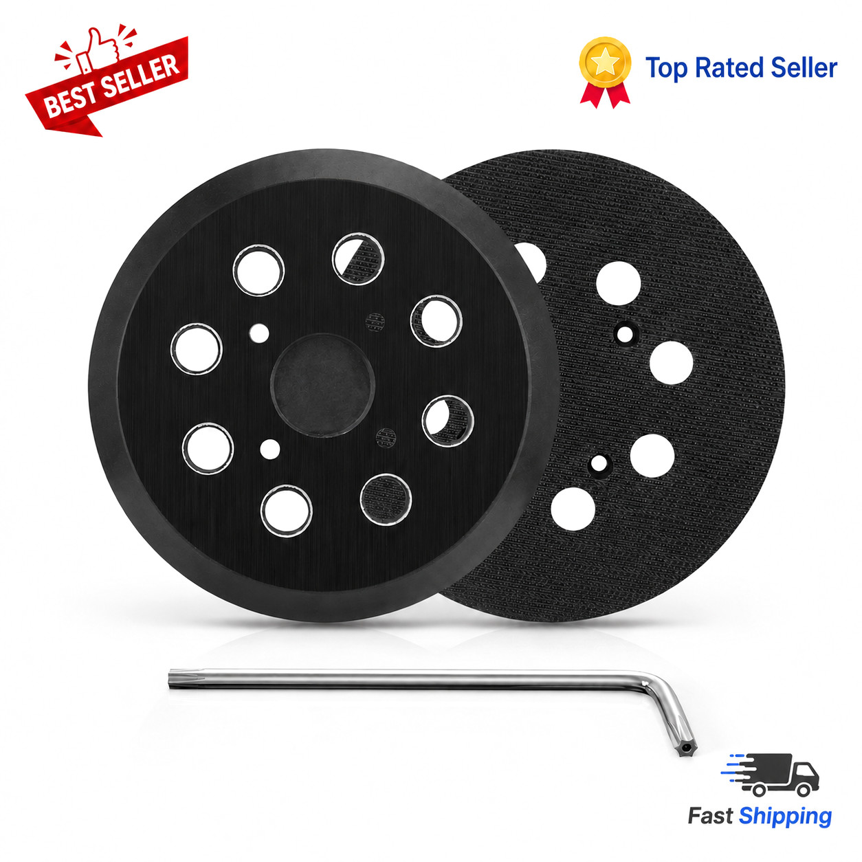 2 Pack 5 Inch 8 Hole Sander Pad for Milwaukee Orbital Sander Backing Pad