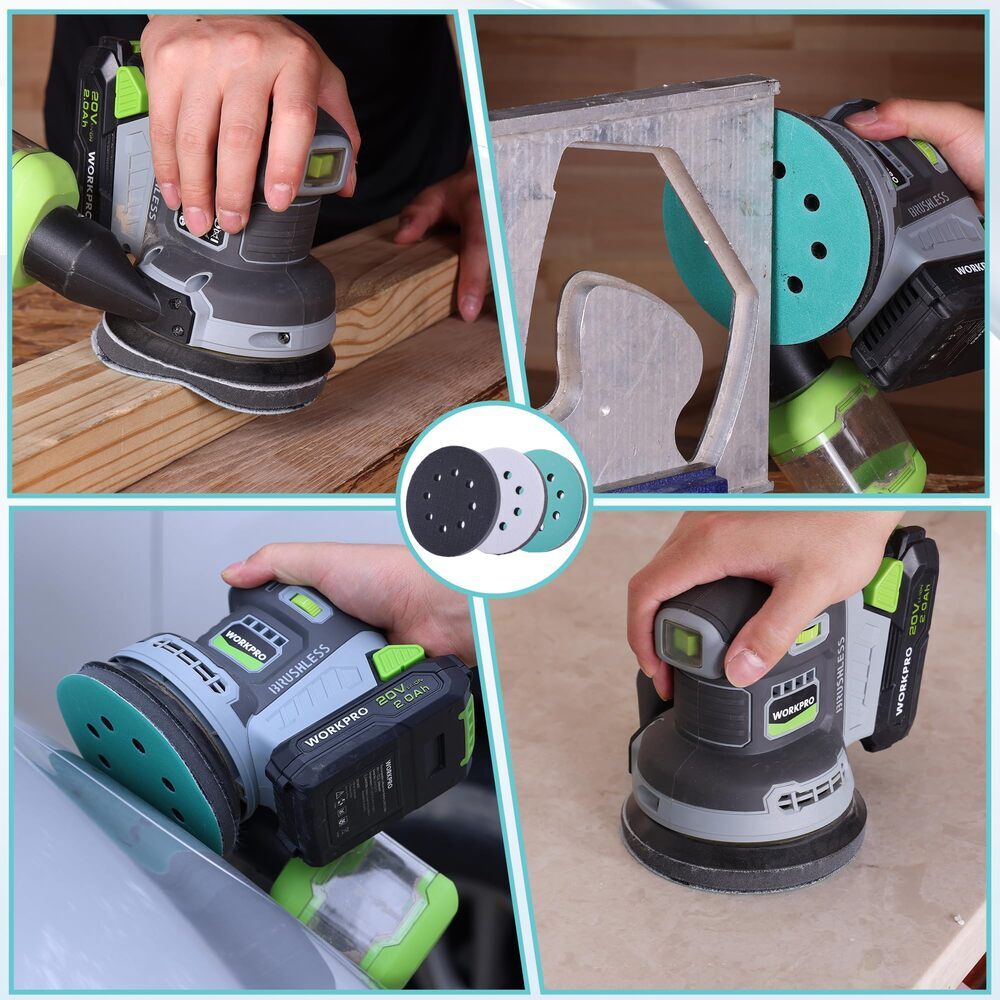 WORKPRO 5″ Orbital Sander Interface Pads Sanding Discs Sandpaper 80/120/240 Grit