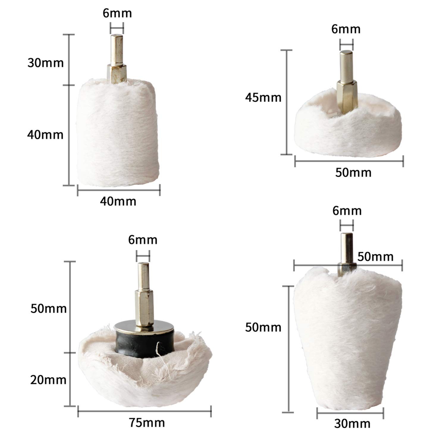 Polishing Pad Buffing Wheel Kit 12 Pack for Metal Wood Plastic Ceramic Glass