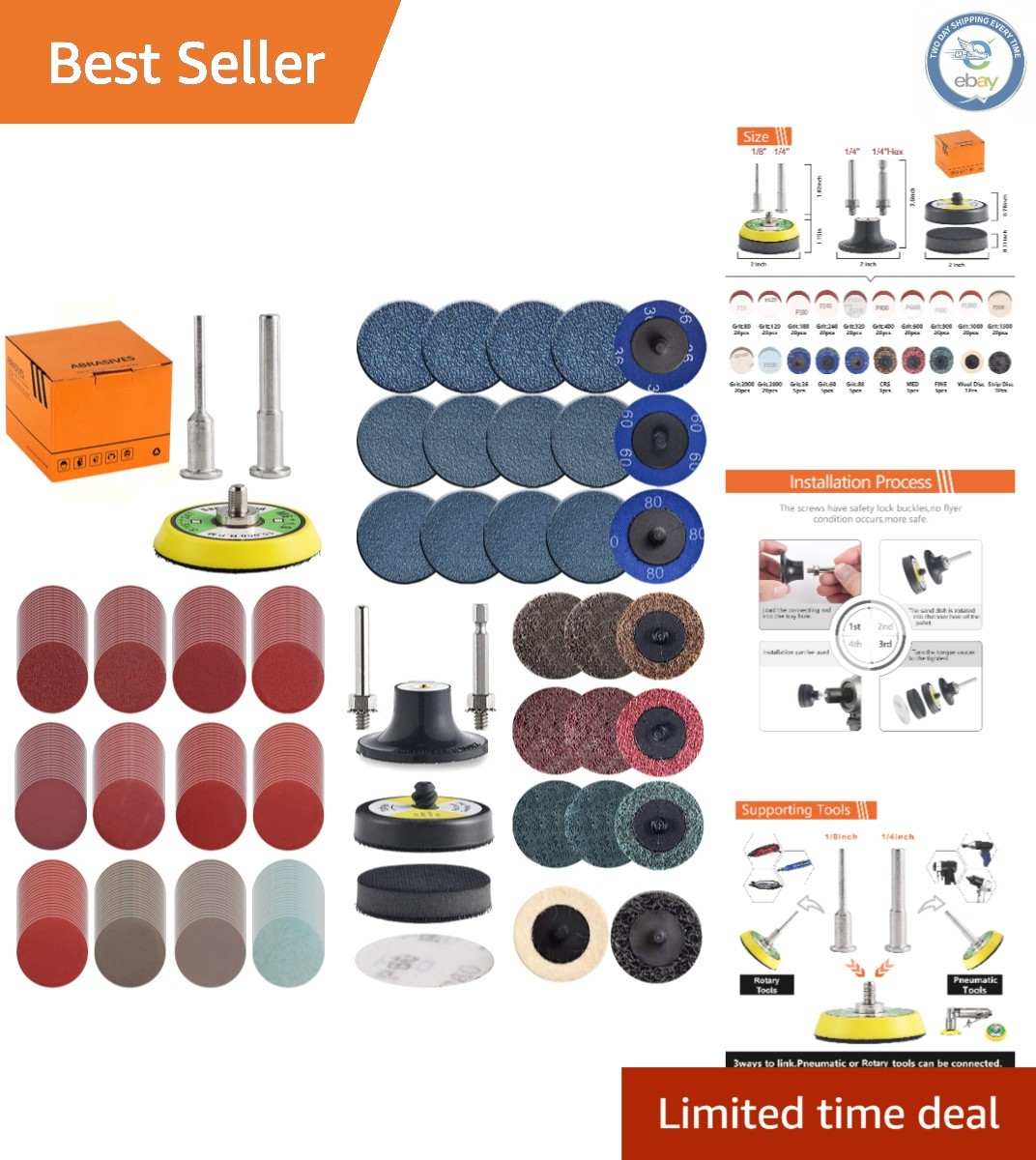 2″ Sanding Discs Variety Kit – Includes Accessories for Die Grinders