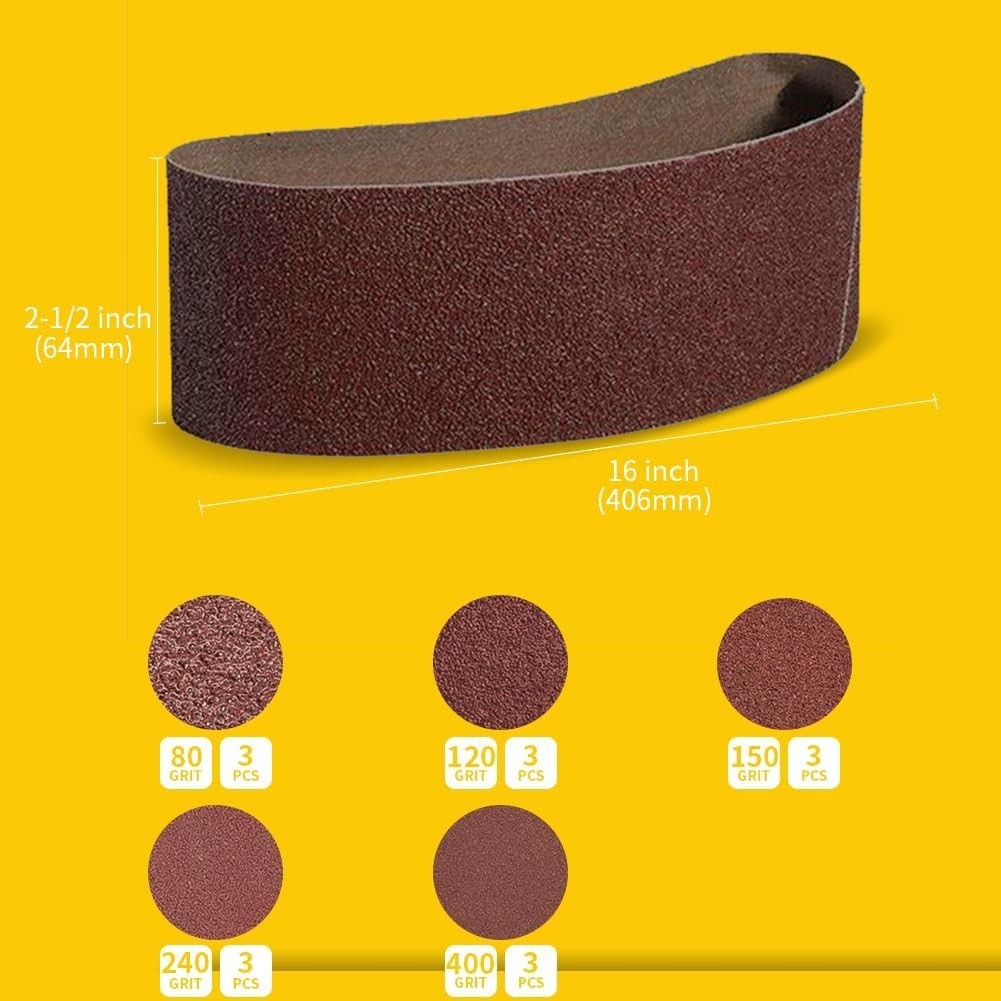 15-Piece Air-Powered 2-Inch Sanding Belts – Ideal for Wood & Metal Finishing