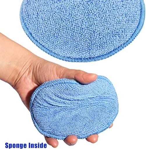FONAROLL Microfiber Wax Applicator Pads, Car Wax Applicator, Buffing & Blue