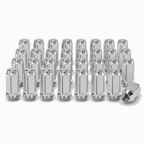 M14x1.5 Chrome Wheel Lug Nuts Set 32 PCS for Chevy Silverado Ram GMC Sierra