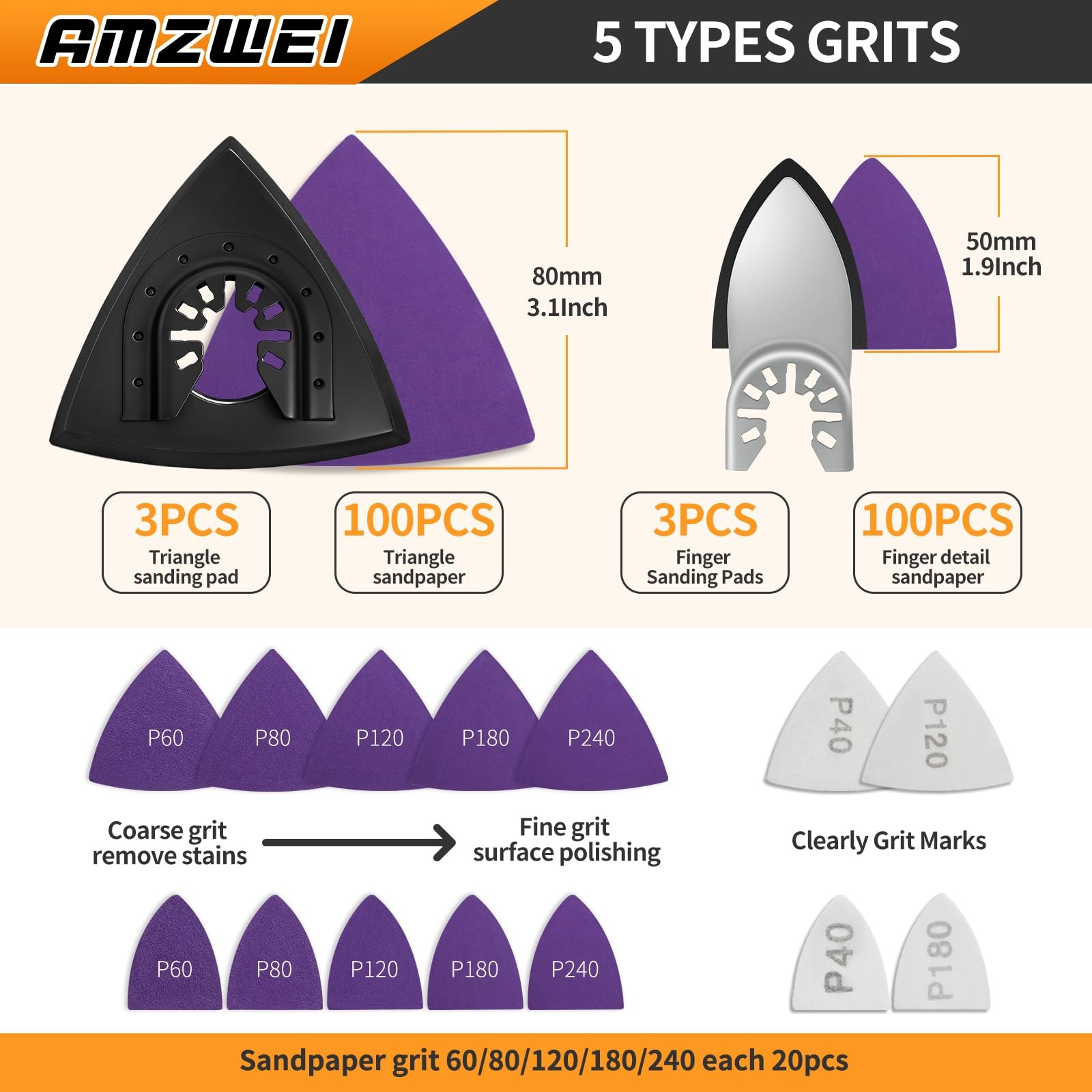 Upgraded 206CS Zirconia Oscillating Tool Sanding Kit