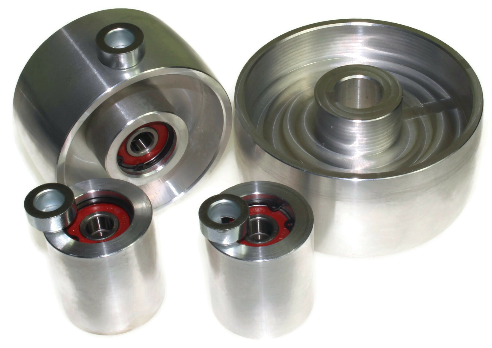 2×72″ Belt Grinder Wheels-130 mm Drive -24 mm Shaft, 100 mm Tracking 50 mm Idler