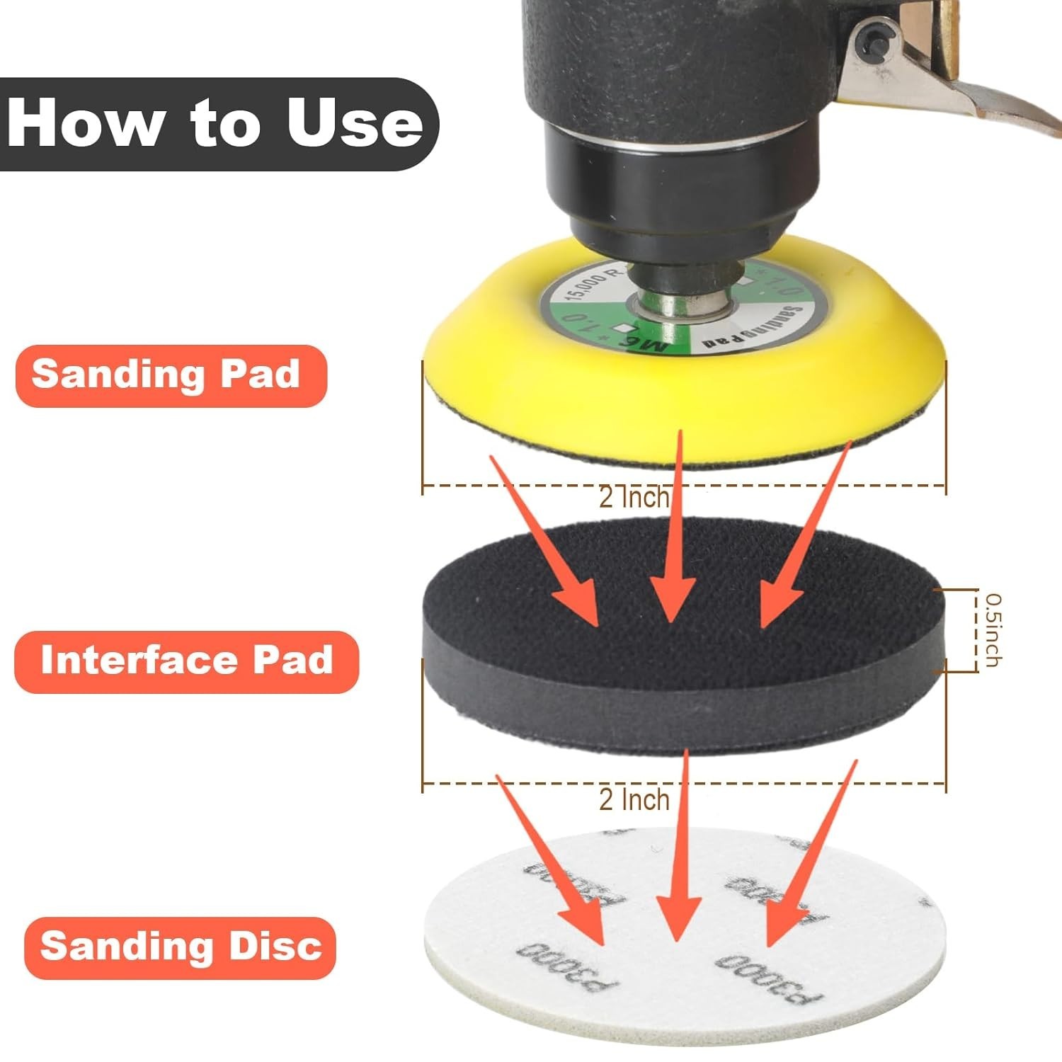 2 Inch Interface Pad: 9 Pack Hook & Loop Foam Sanding Discs Backing Pads Repl…