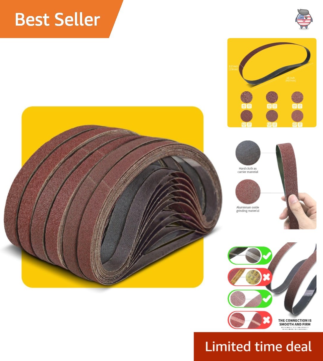 Aluminum Oxide Sanding Belt Pack – 60 Pcs Assortment for All Materials