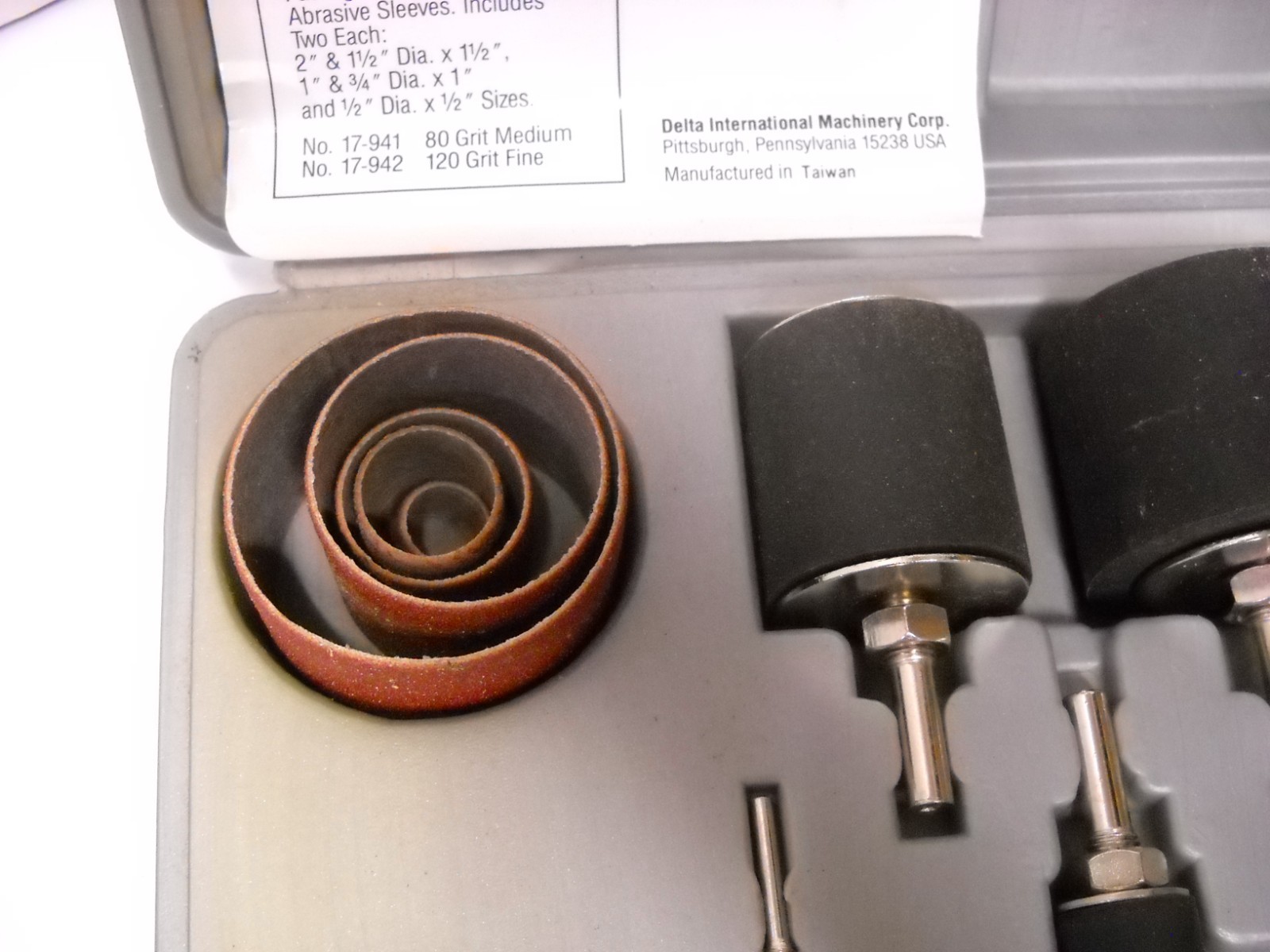Delta Sanding Drum Kit Fine & Medium AI Oxide Abrasive Sanding Sleeves in Case
