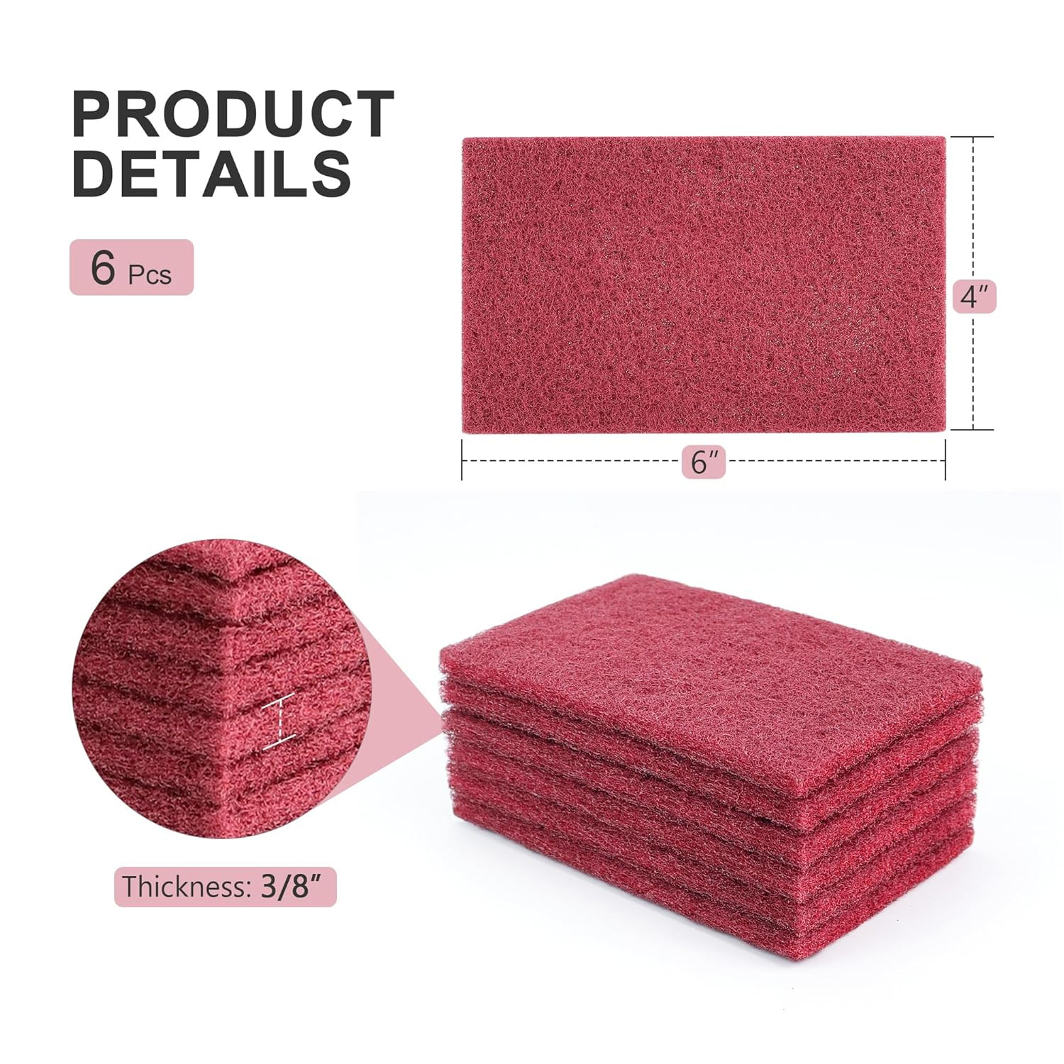 4″ X 6″ Scuff Pad Maroon 6 Pack – Scuffing, Scouring, Sanding, Paint Primer Prep