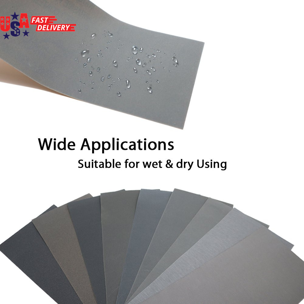 45Pcs Wet Dry Sandpaper, 400/600/ 800/1000/ 1200/1500/ 2000/2500/ 3000 Grit Asso