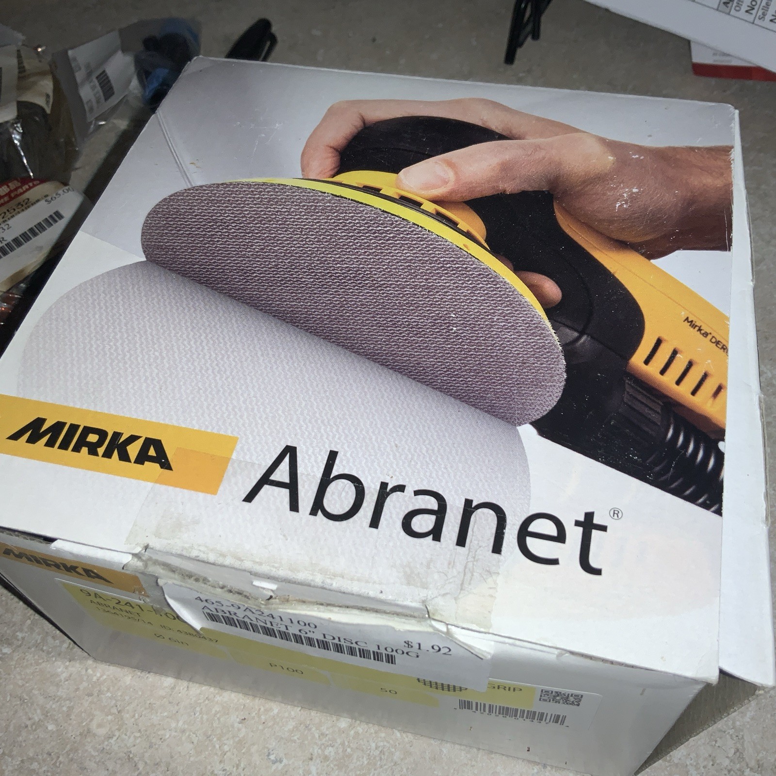 New: Mirka Abranet P100 Grit 6″ Discs 9A-241-100 – 50 Disc. – Open Box