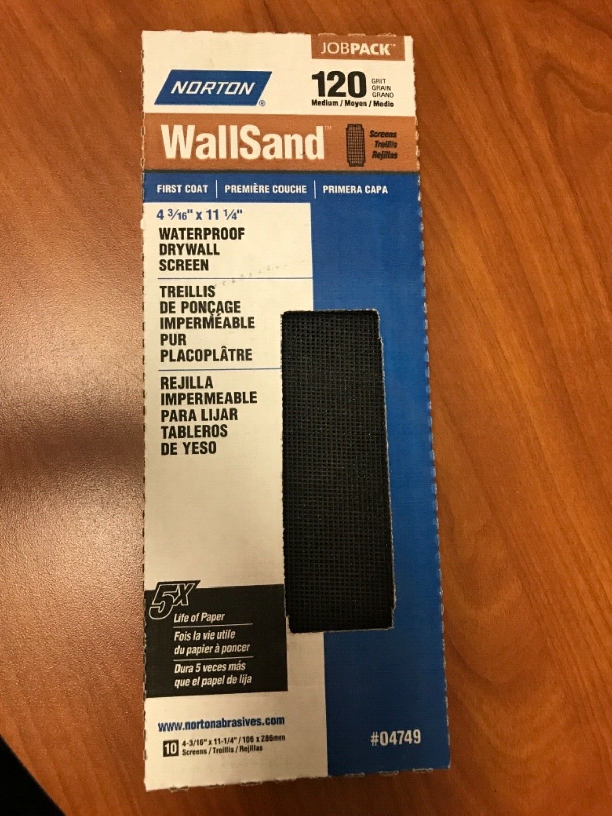 Norton Wall Sand Waterproof Drywall Screen 120 Grit, 10 Pk, 4 3/16” X 11 1/4”