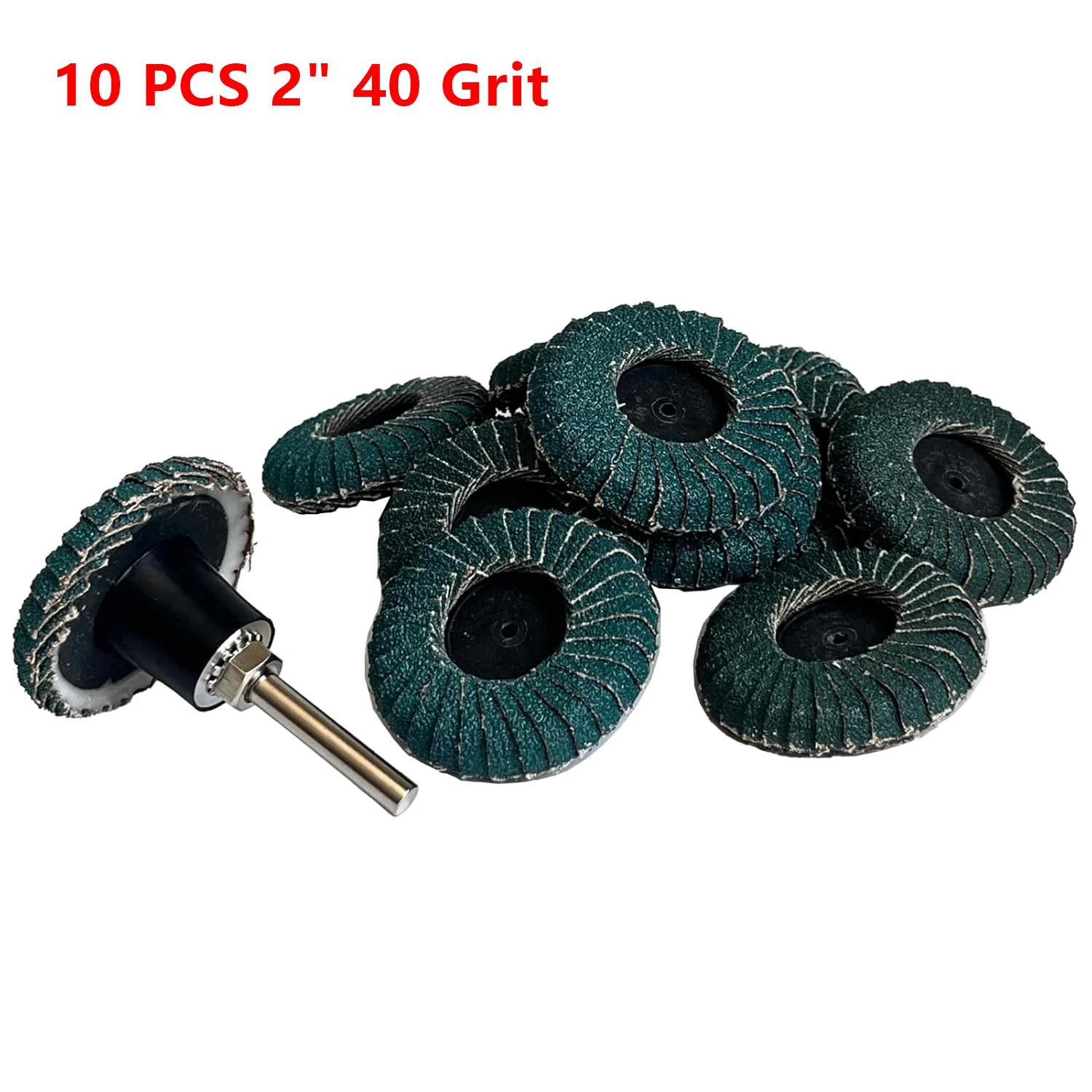 10 PCS 2″ 40 Grit Curved Flap Discs with 1/4″ Holder for Die Metal Wood Grinding