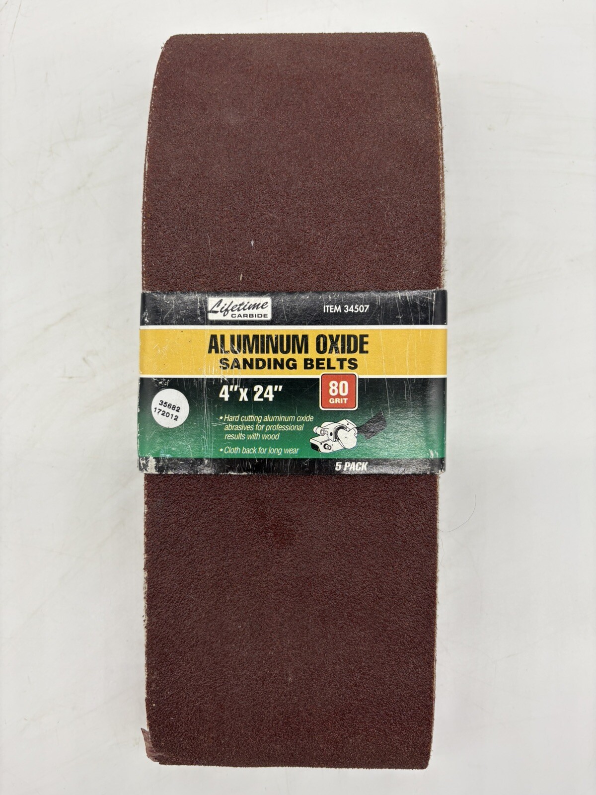 Lifetime Carbide 4X24 Aluminum Oxide Sanding Belts 80 Grit 5 Pack #34507