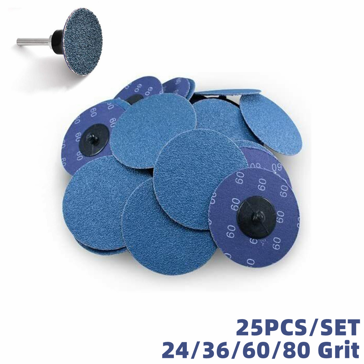 25Pcs 3 inch Quick Change Disc Zirconia Roll Lock Sanding Disc 24 36 60 80 Grit