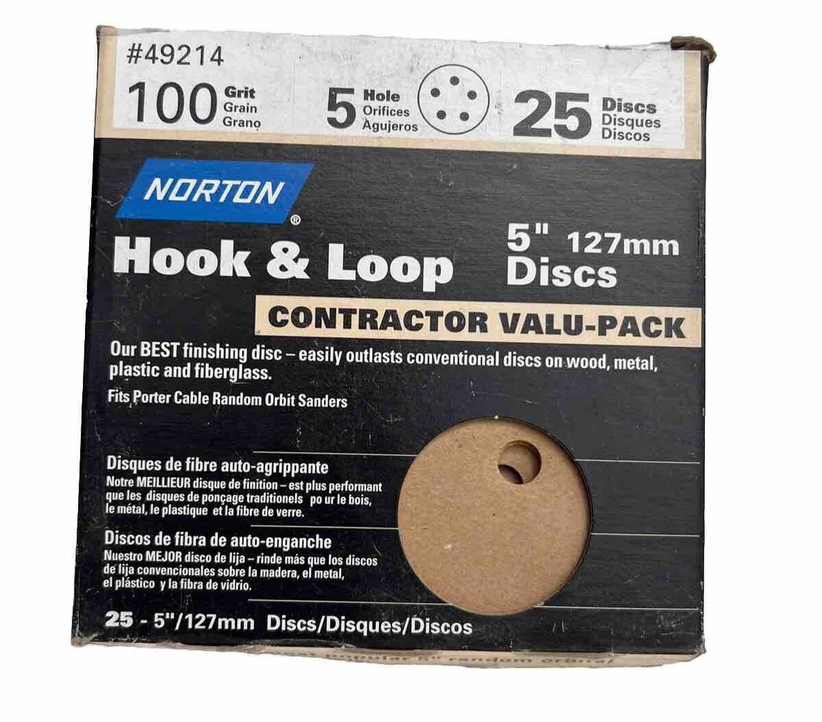 Norton 49214 5″ 100 Grit Hook & Loop Sanding Discs 25-Pack Orbital Sander USA