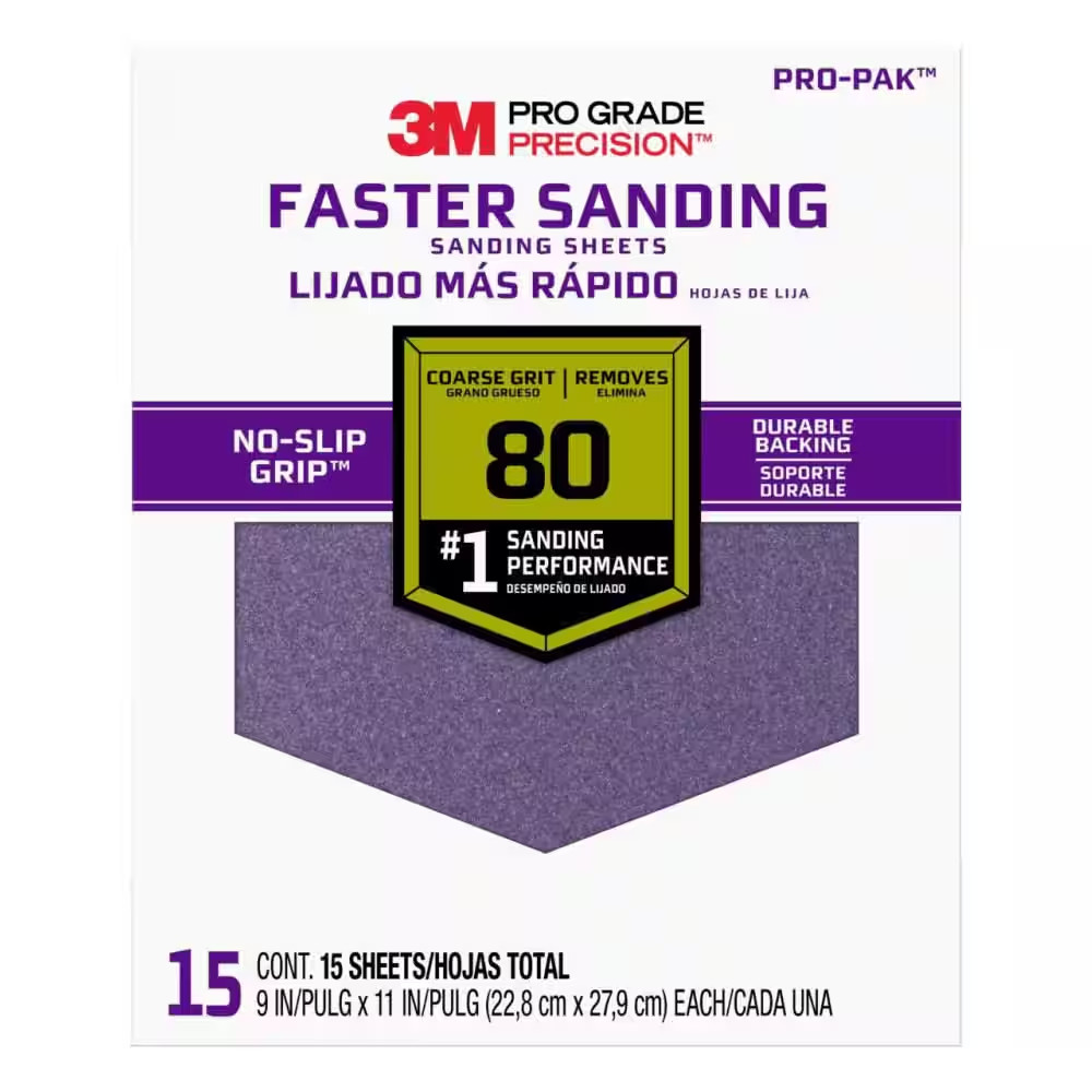 Pro Grade Precision 9 In. X 11 In. 80-Grit (Coarse) Faster Sanding Sheets (15-Sh