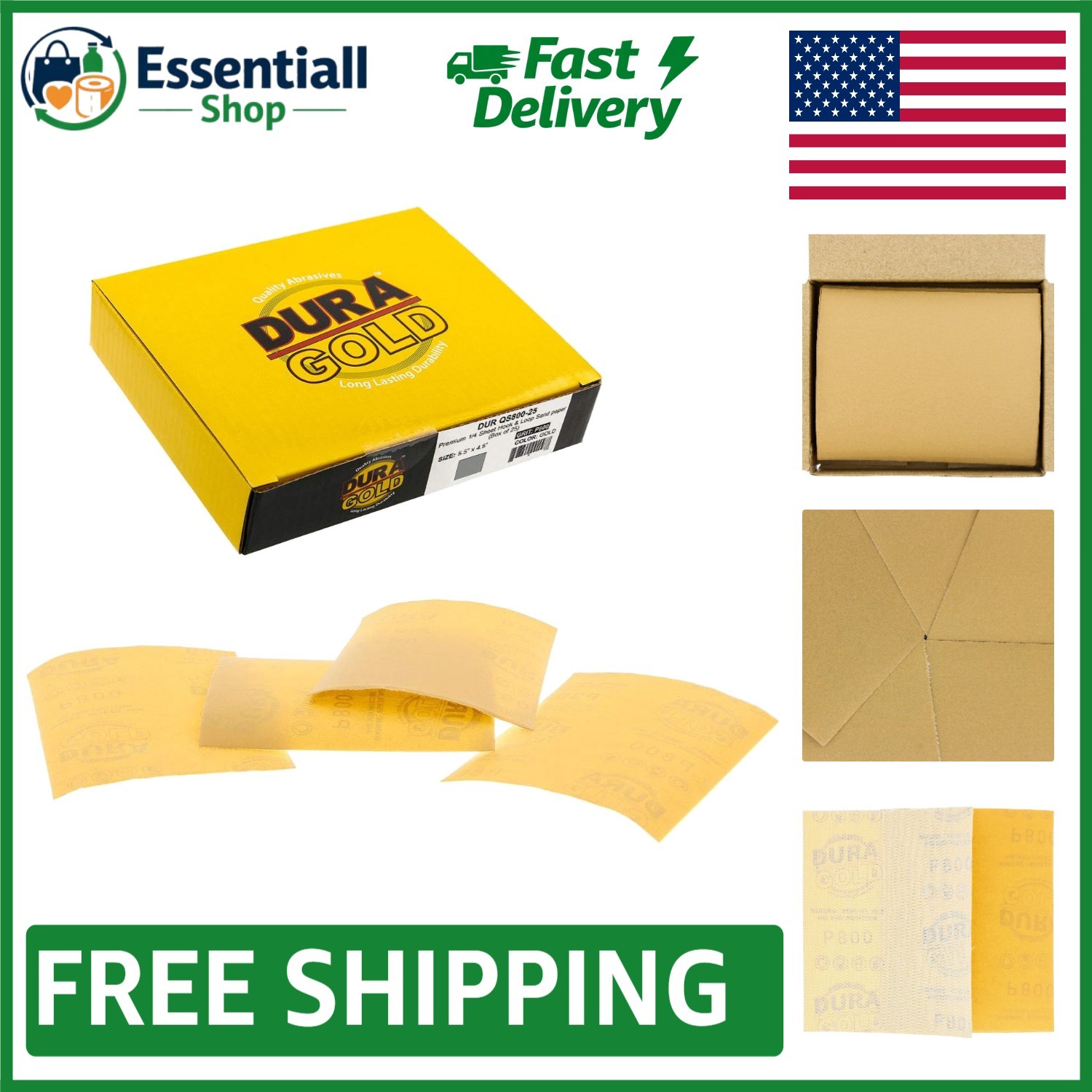 High-Performance 800 Grit Sandpaper Sheets – Box of 25 for Wood & Auto Finishing