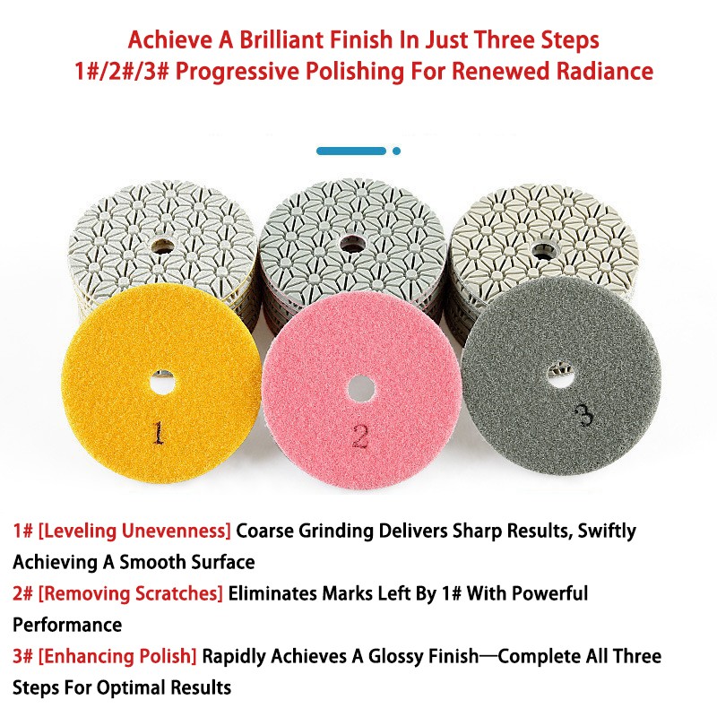 100mm Diamond Polishing Pads Three-Step Water Grinding Disc Stone Marble Granite