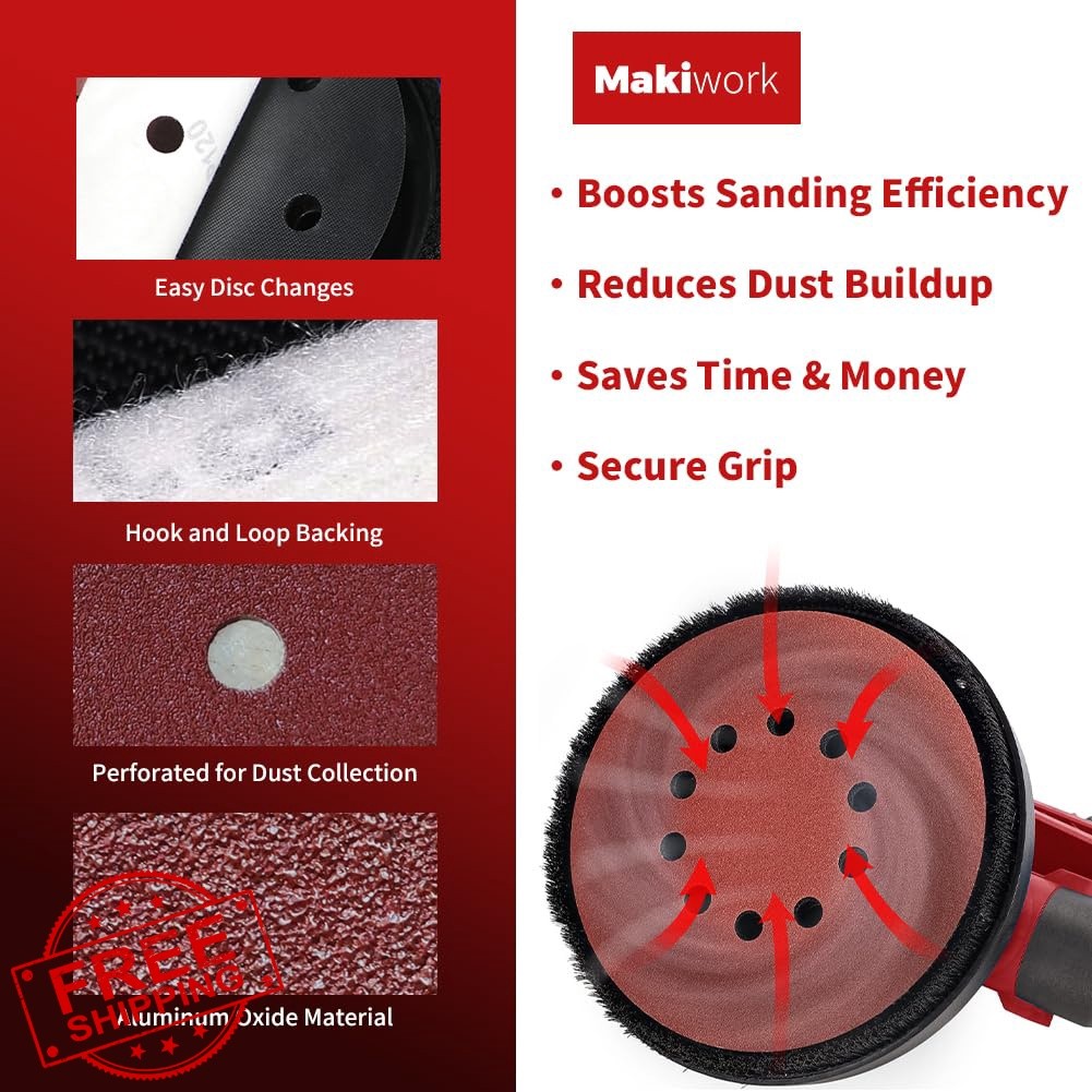 makiwork 400 grit 10-hole 9-inch sanding discs 30pc