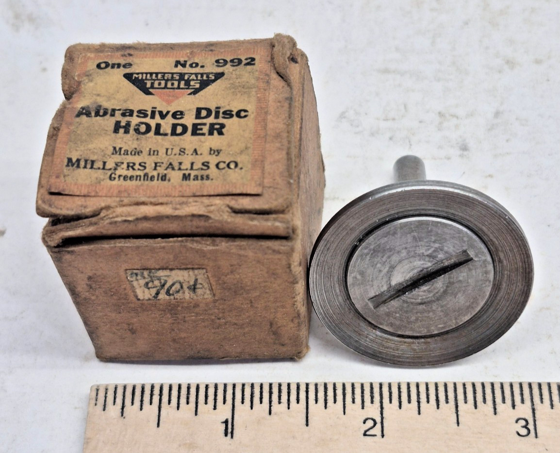 Millers Falls Abrasive Disc Holder , 1/4″ Shank for Drill , Vintage Rare