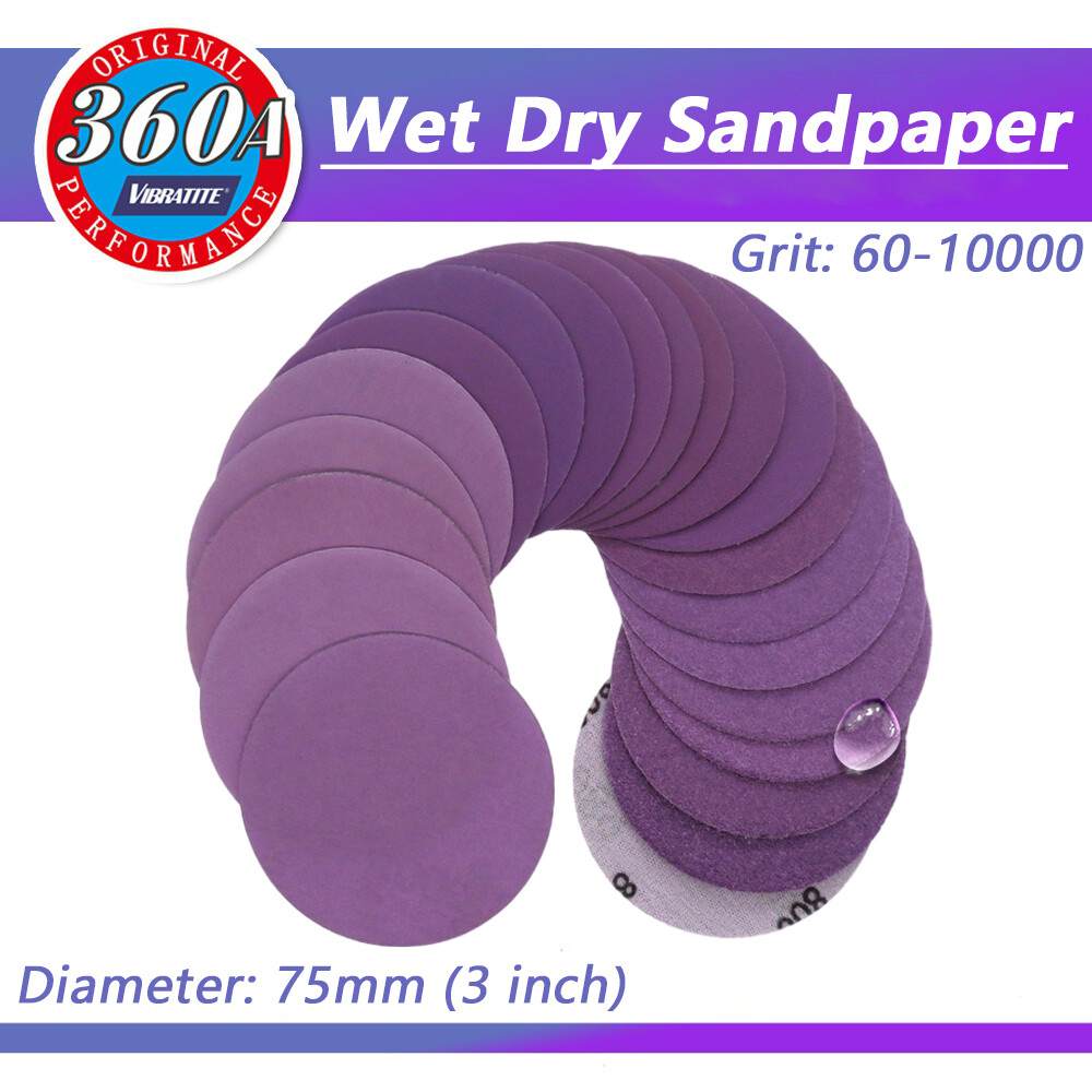 75mm 3 inch Sanding Discs Hook and Loop Pads 60-10000 Grit Wet Dry Sandpaper