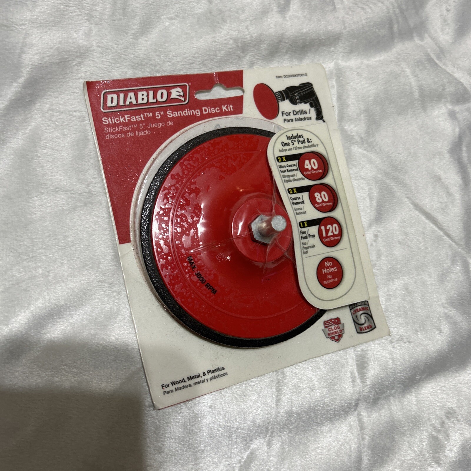 New Diablo Stickfast 5” Ceramic Blend Adhesive Sanding Disc Kit Assorted 6pc