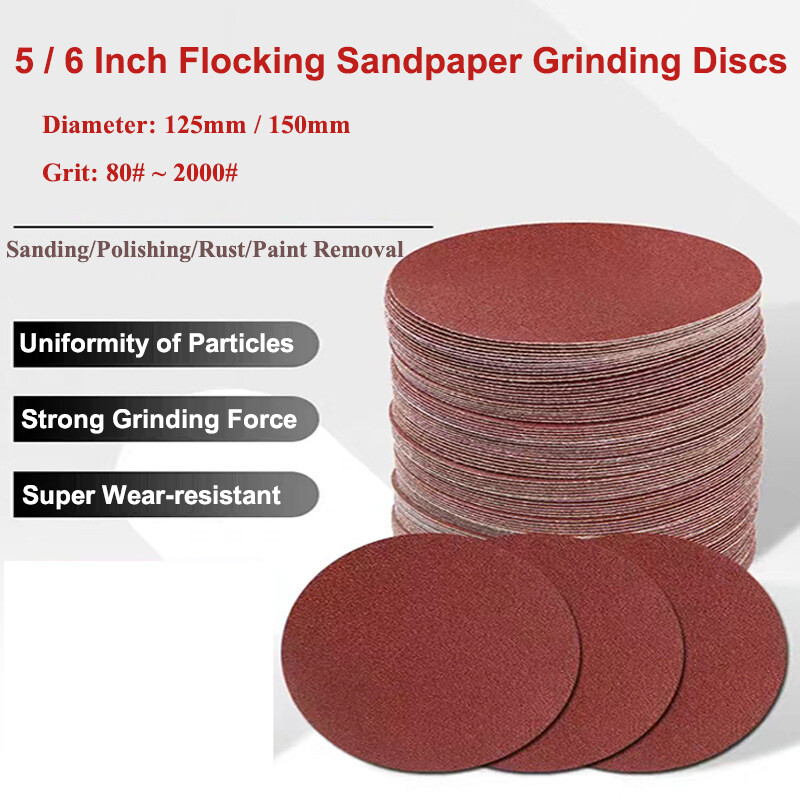 5/6 Inch Flocking Red Sandpaper Round Sheet Polishing Grinding Discs Self-Stick
