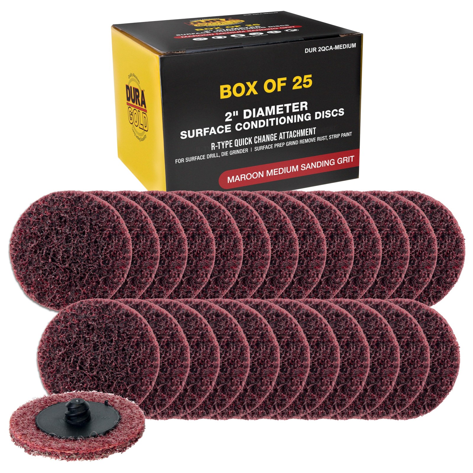 2″ Diameter Surface Conditioning Discs Maroon Medium Sanding Grit (of 25) – R…