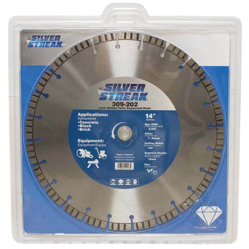 14″ Turbo Segmented Blade for Hi-Speed Saws, Laser Welded, Wet/Dry Use
