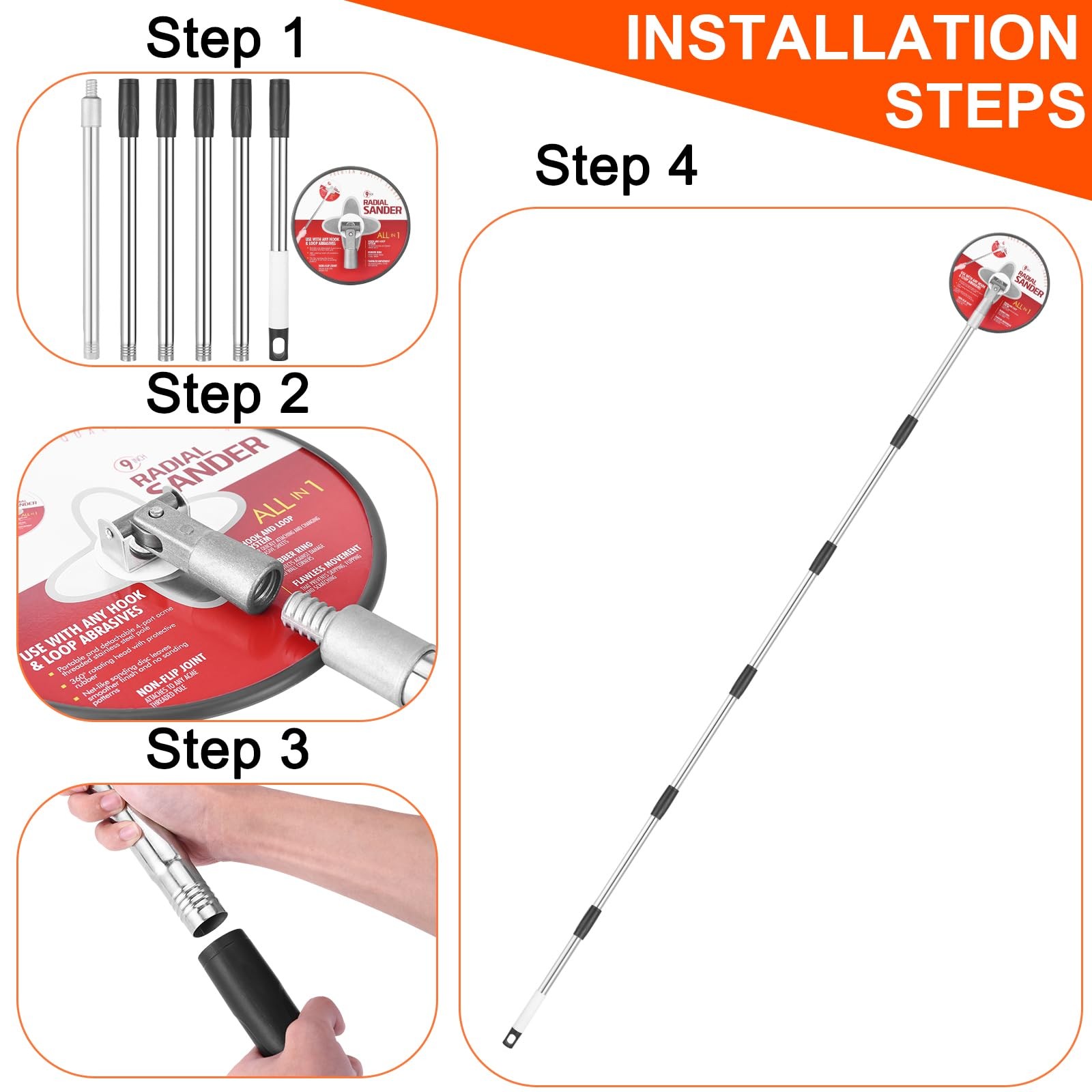 Sander for Drywall, 93Inch Drywall Sanding Pole Joint Compound…