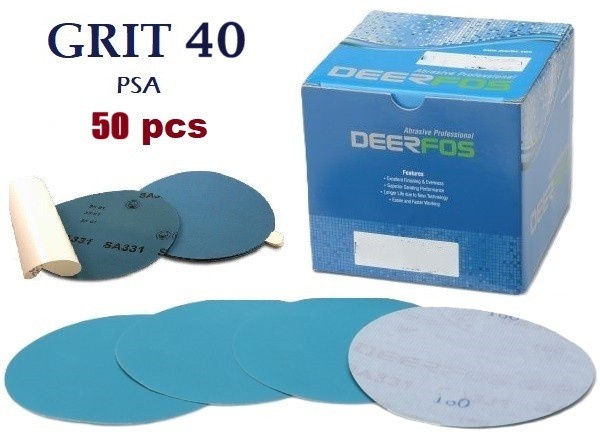 50 PCS DEERFOS 6″ SANDING DISC 40 GRIT SANDPAPER PSA SELF ADHESIVE SHEET