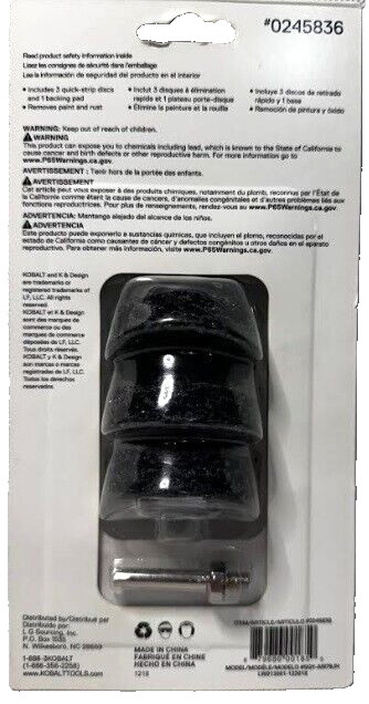 Kobalt 4 Piece Paint & Corrosion Removal Kit (3) 2″ Pads & Backing Pad w/ Arbor
