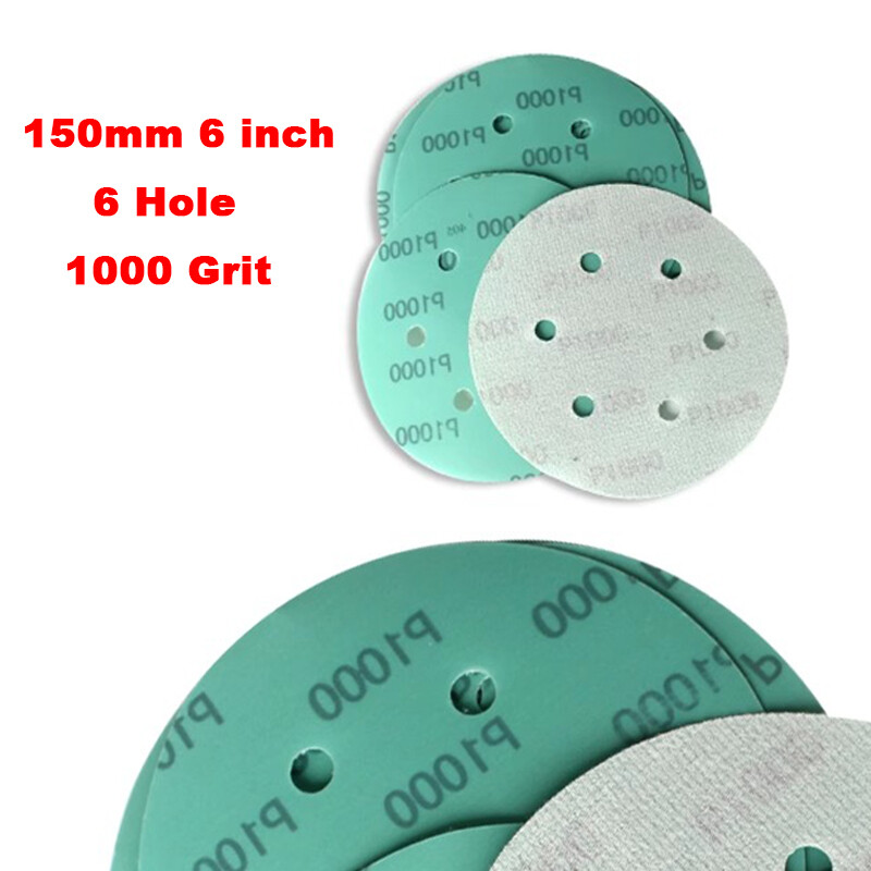 150mm Wet & Dry Sanding Discs 6 Inch Sandpaper Film Pads Green 6 Hole 1000 Grit