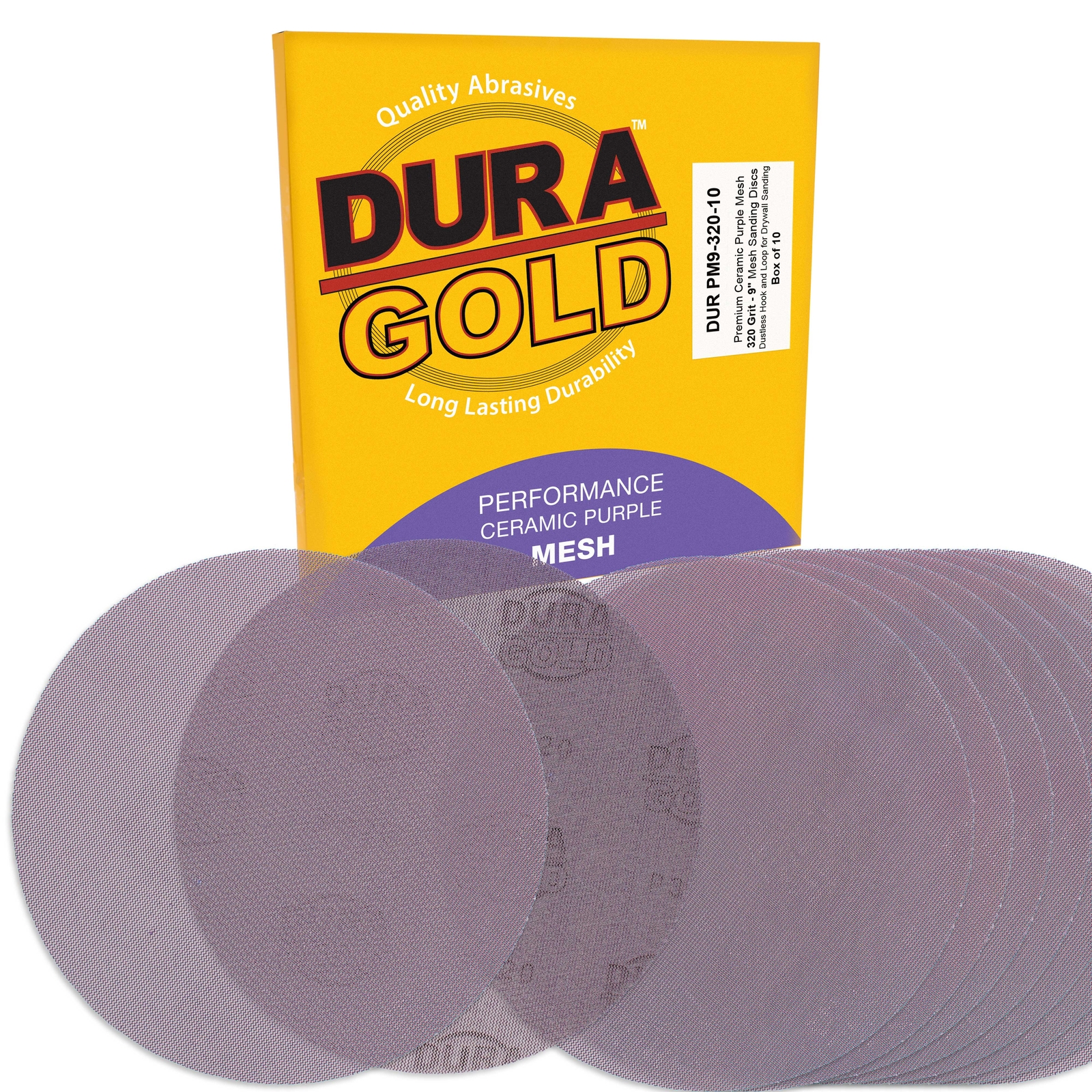 320 Grit 9″ Purple Ceramic Mesh Sanding Discs, Box of 30 – Hook & Loop Sandpaper