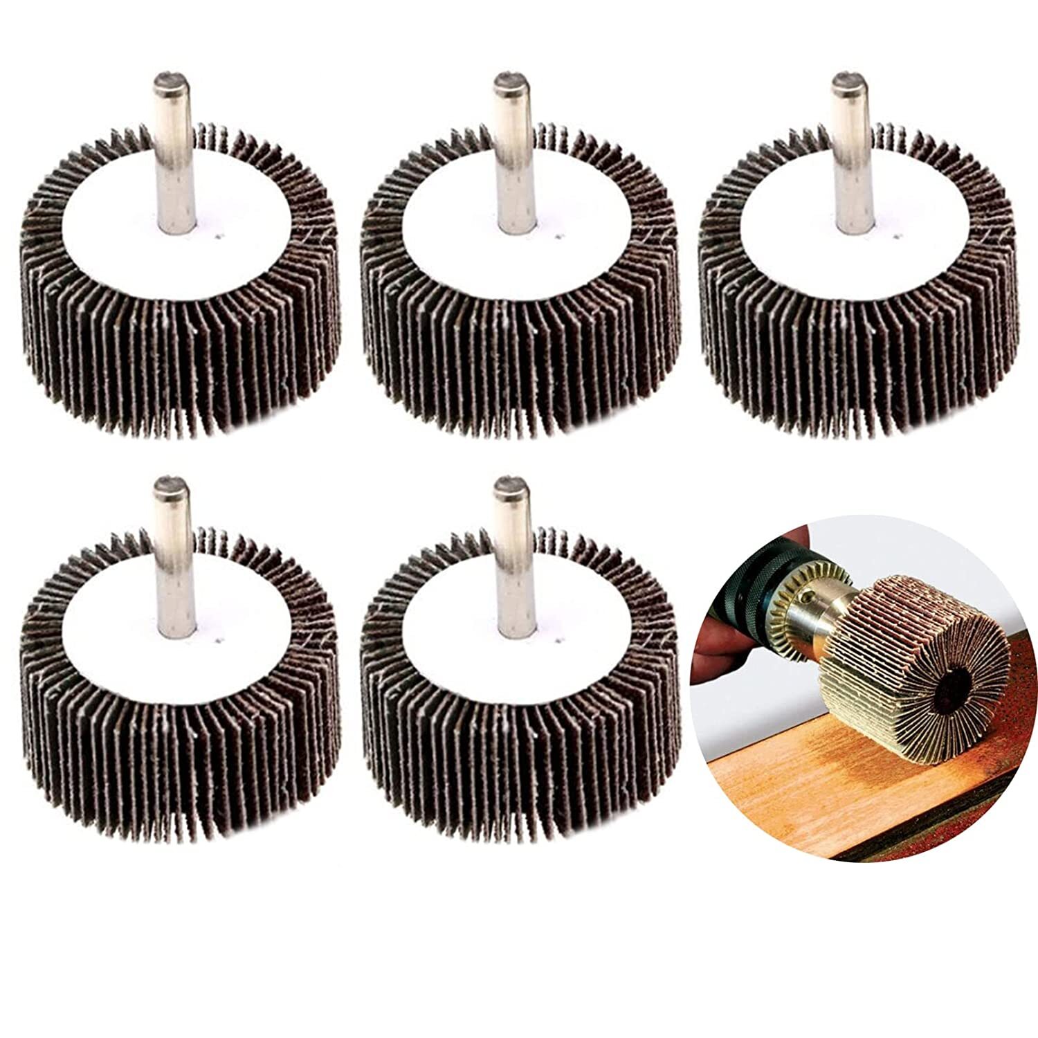 5PCS Drill Flap Wheel Sander 1-1/2x1x1/4″Flapper Sanding Grinding 40 80 120 Grit