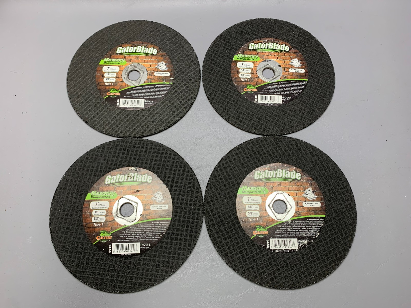 Gator 9640 Carbide Grain Masonry Cutting Wheel 7 x 0.12 x 0.62 in. – Lot of 4