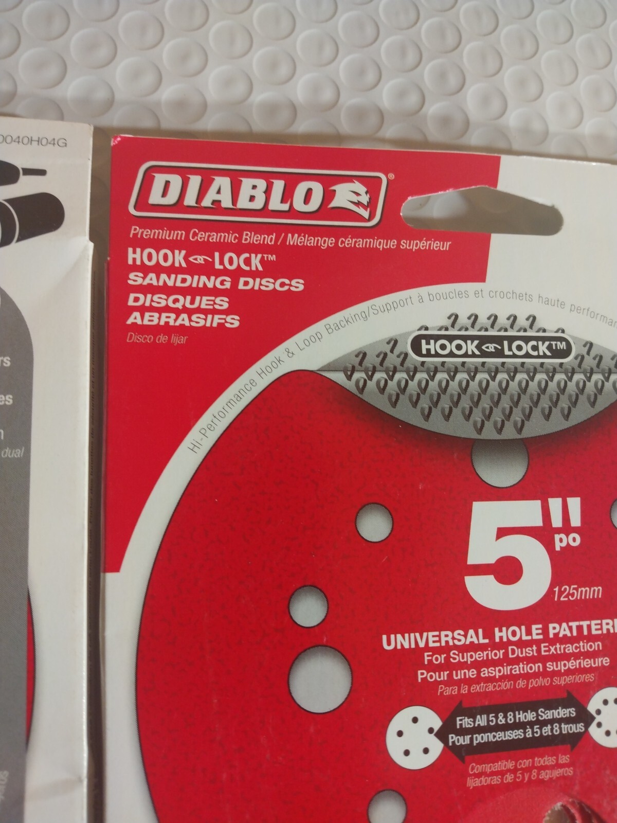 5 Pks Diablo 5in Ceramic Blend Hook and Lock Sanding Disc 40 Grit Extra Coarse 4
