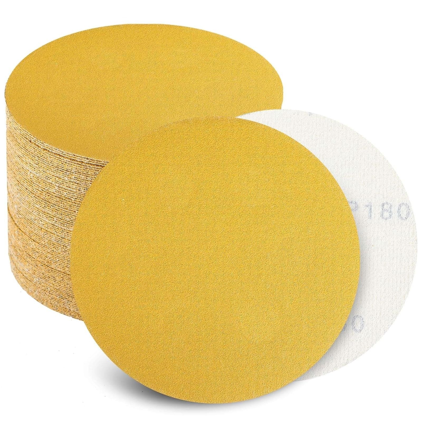 6 Inch Sanding Discs No Hole – 100 Pack, 80 to 400 Grit for Wood & Metal