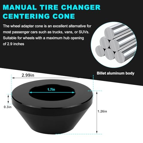 Manual Tire Changer Centering Cone, Aluminum Tapered Automotive Tire Black