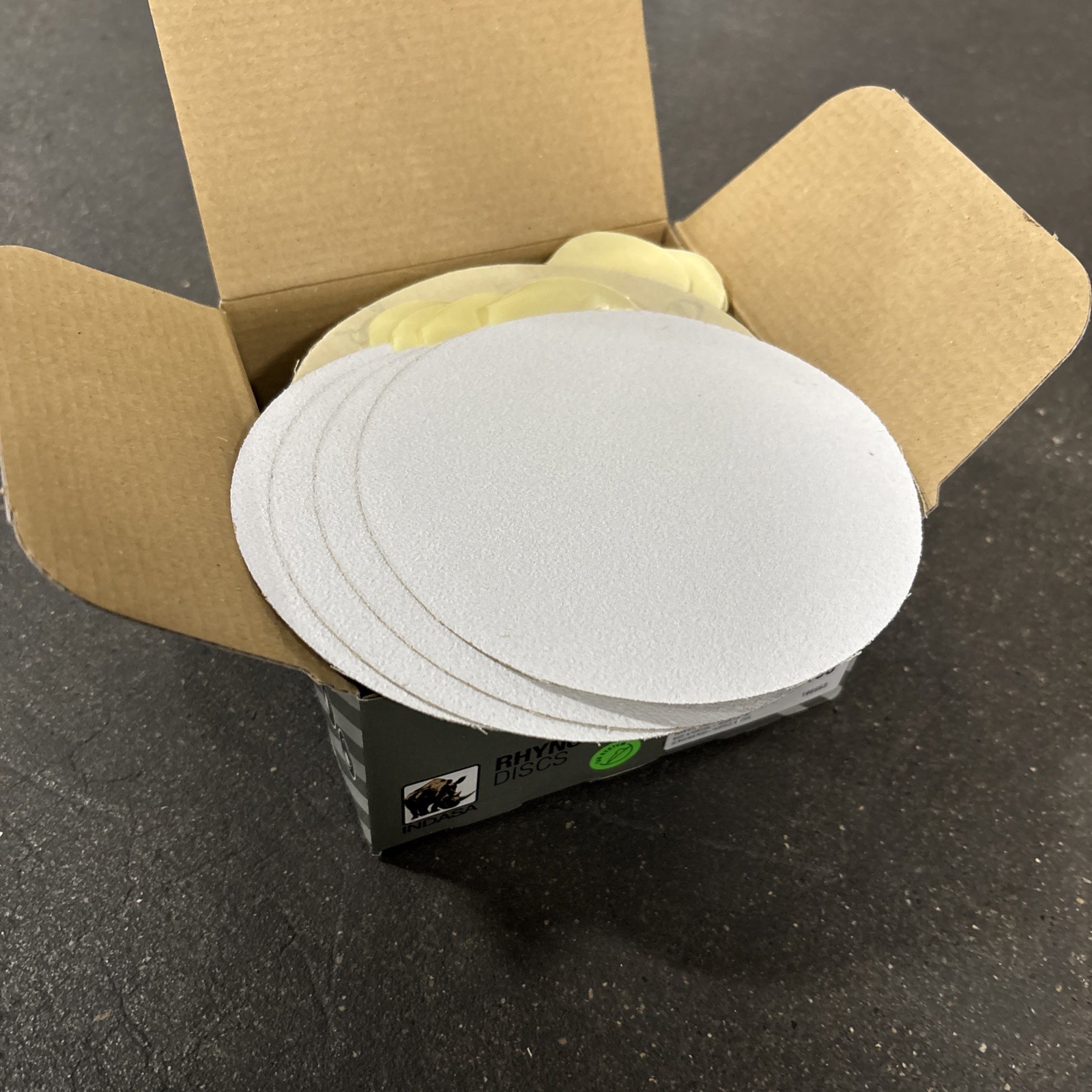 Indasa 5″ 100 Grit Rhynostick White Line PSA Sand Paper Discs (New) Box/Qty: 100