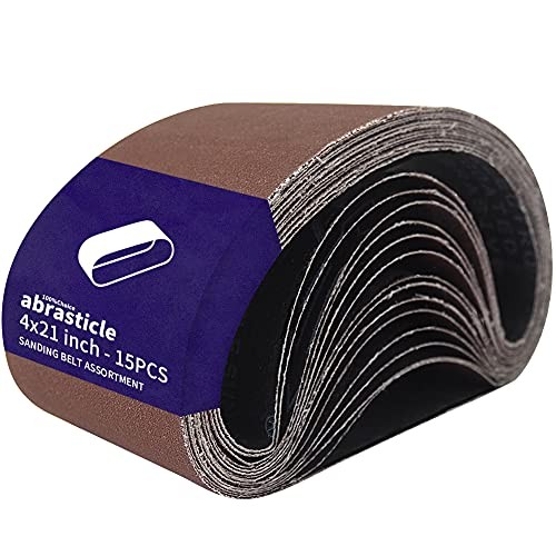 15 Pcs 4×21″ Sanding Belts 80/120/150/240/400 Grit