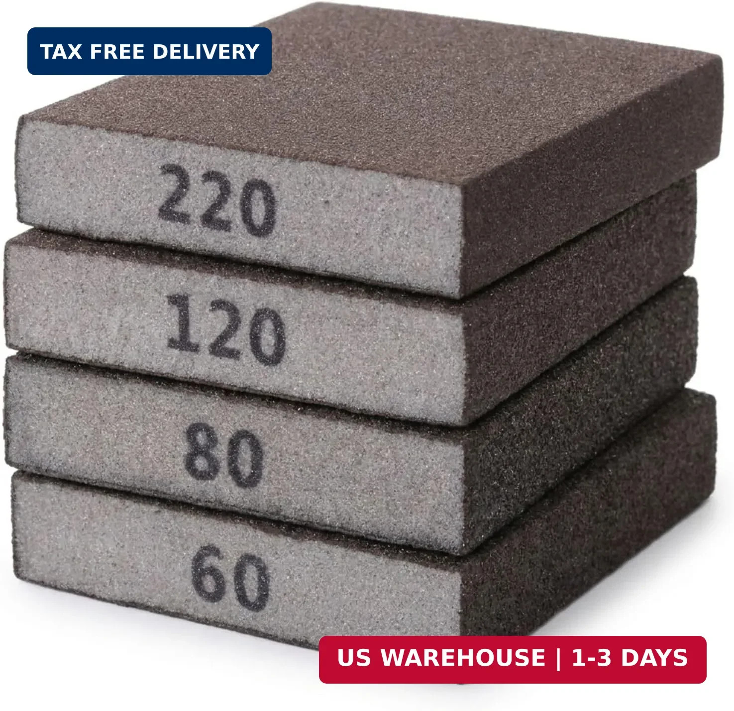Bates- Sanding Sponge, 4 Pack, 60/80/120/220 Grit Assortment, Washable and Reusa