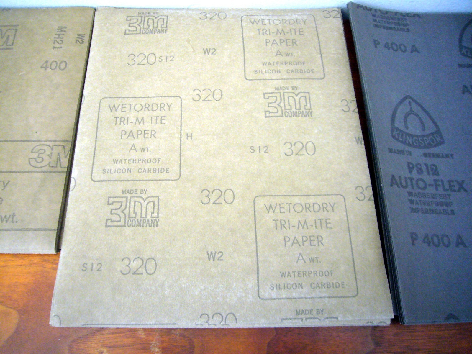 68 sheets 3M Wetordry Tri-mite Auto-flex Klingspor 400 &320 Grit Silicon Carbide