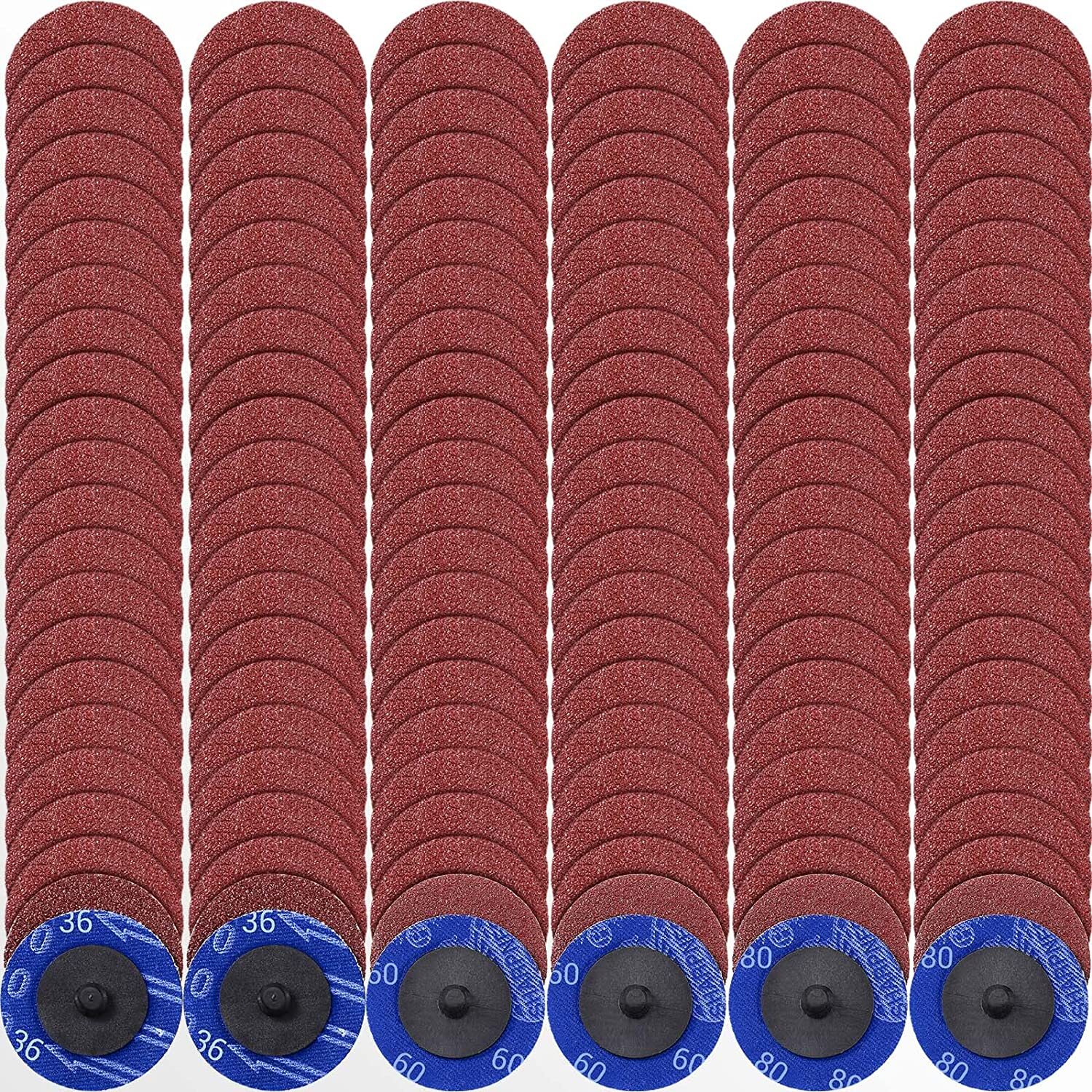 50PCS 2 inch Aluminum Oxide Roll Lock Sanding Discs 36-240 Grit Die Grinder Pads