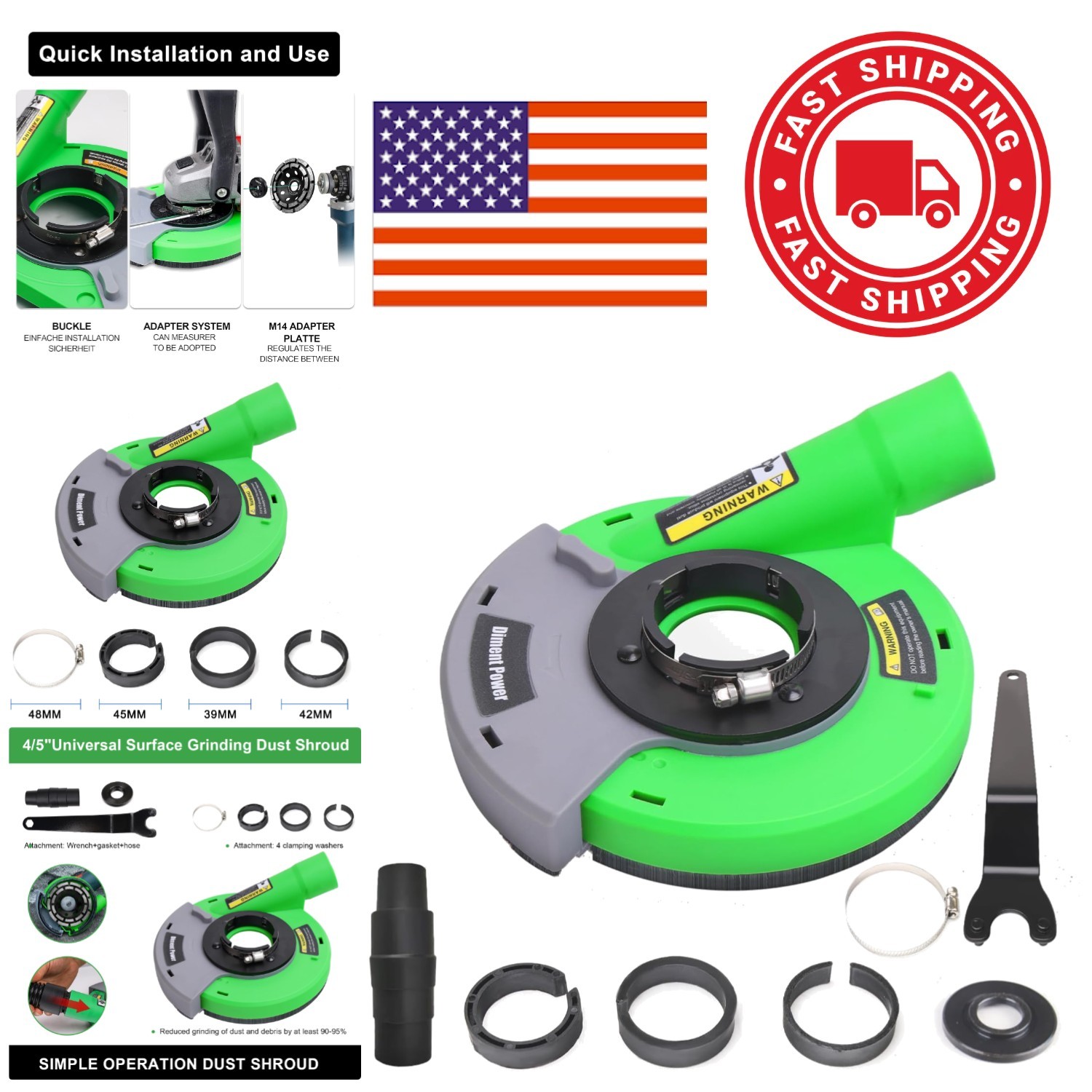 Dust Shroud for Angle Grinder 4.5 Inch and 5 Inch Universal Fit for Dust Control