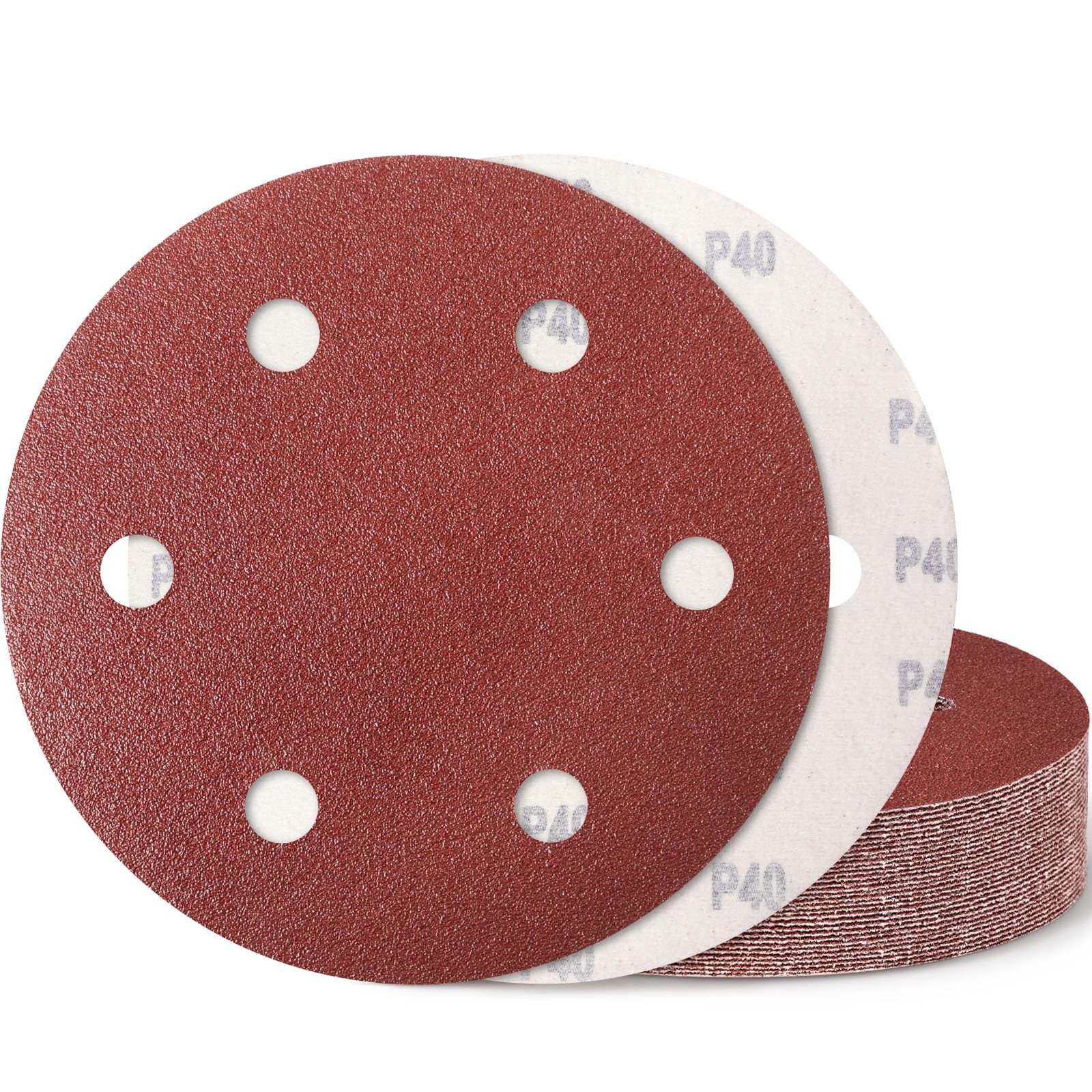 Sanding Discs 9 Inch 6 Hole Hook Loop 40 Grit Aluminum Oxide 15pk For Sanders