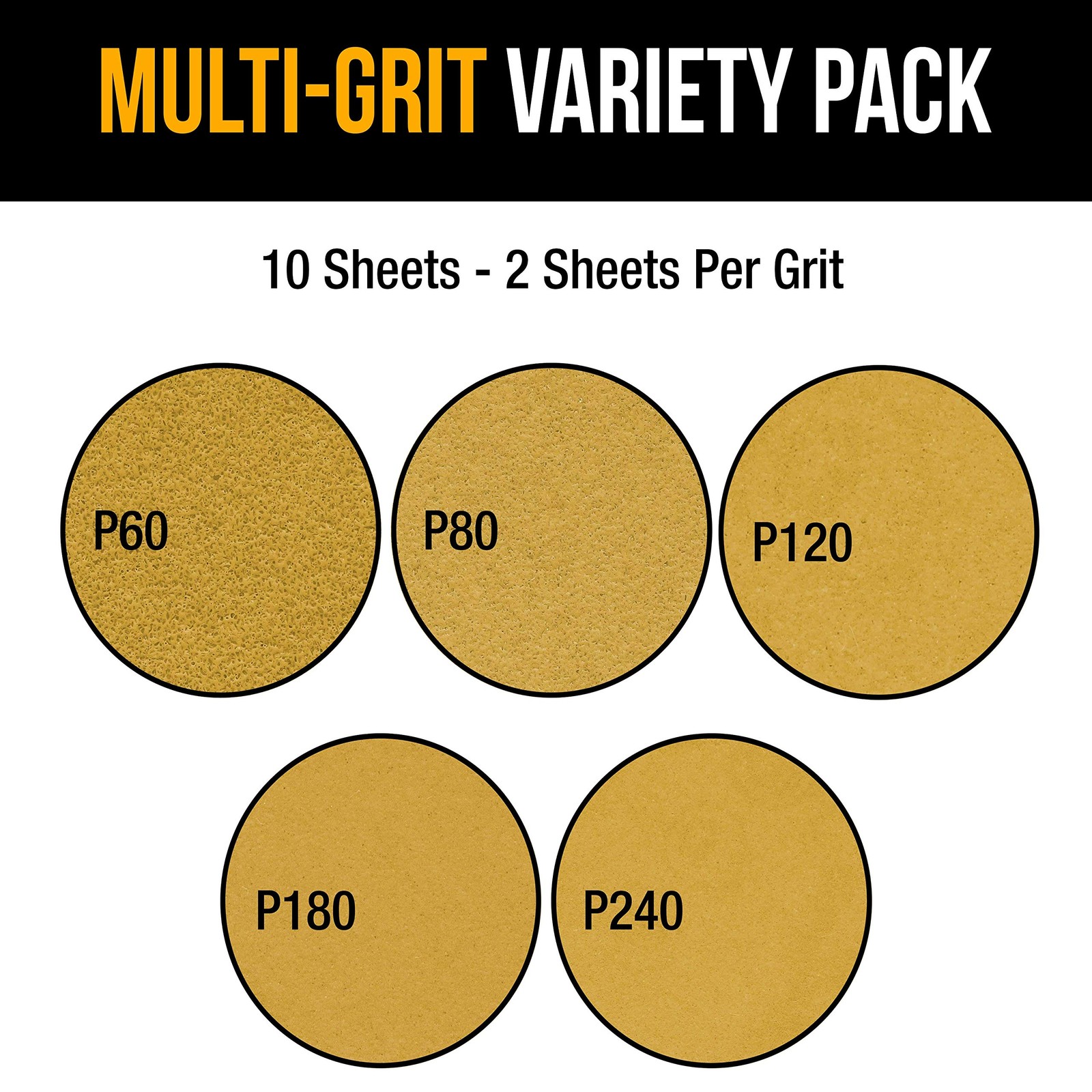 10 Pack 9 inch Drywall Sanding Discs Variety Pack 60-240 Grit PSA Self Adhesive